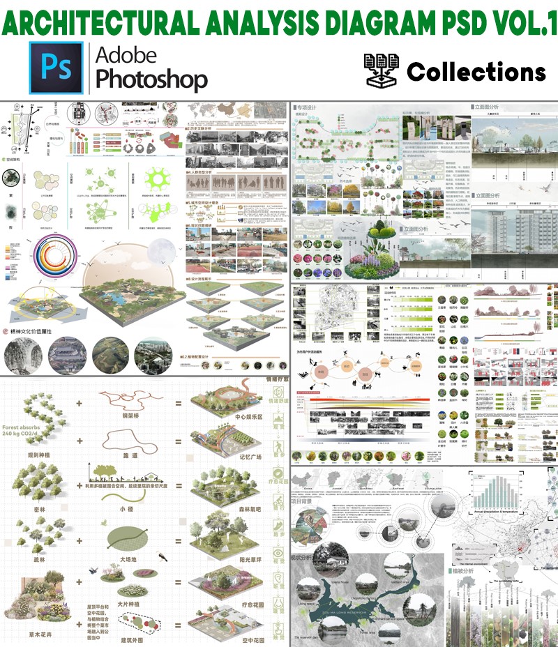 ARCHITECTURAL ANALYSIS DIAGRAM PSD VOL.1 | SƠ ĐỒ PHÂN TÍCH KIẾN TRÚC PHOTOSHOP