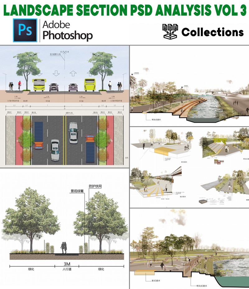 mặt cắt cảnh quan phân tích PSD Photoshop