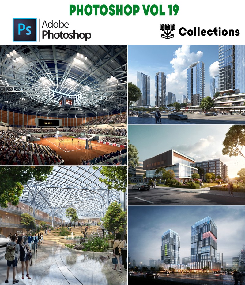 ngoại thất và sảnh công trình PSD Photoshop