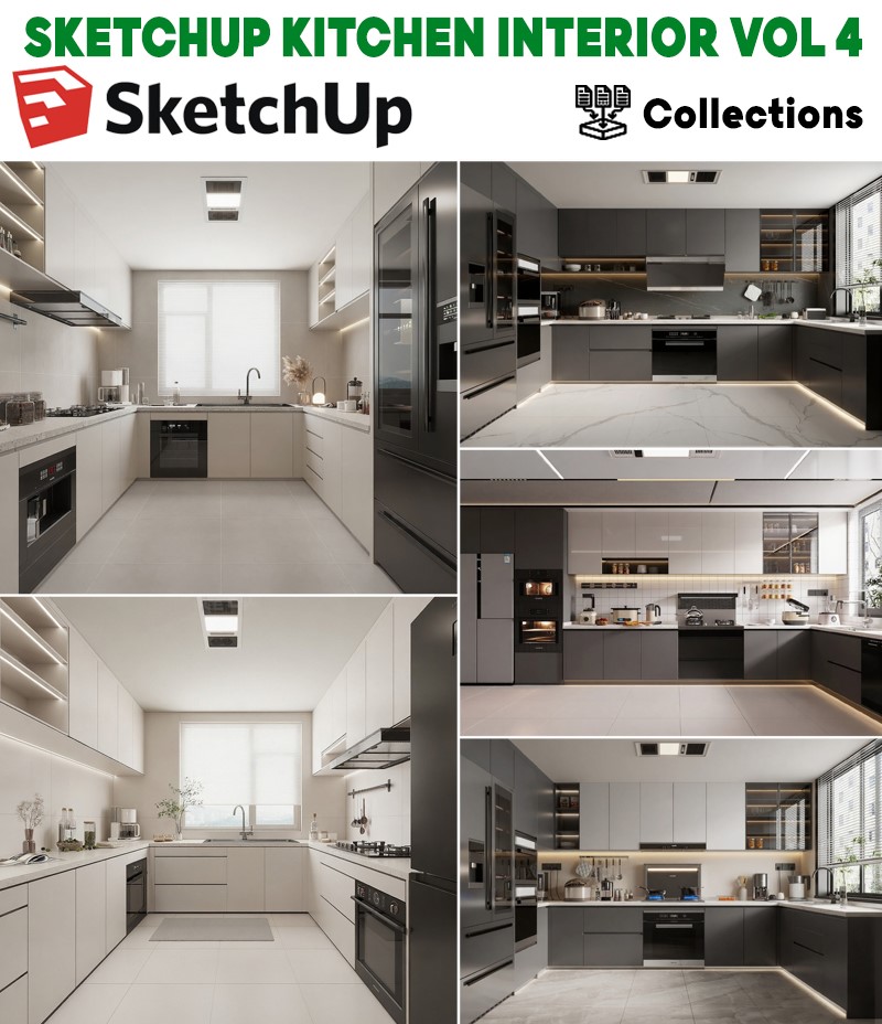 SKETCHUP KITCHEN INTERIOR VOL.04 | Model Bếp SketchUp Phong Cách Hiện Đại