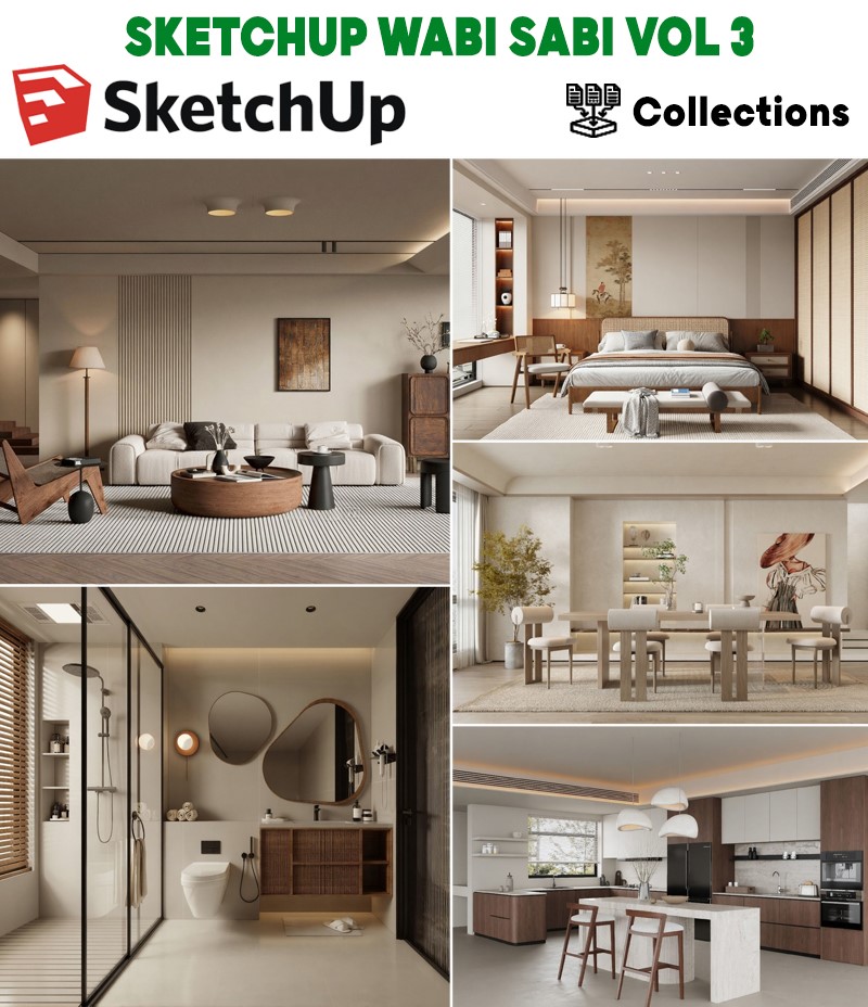 model nội thất Wabi Sabi SketchUp Vol.2
