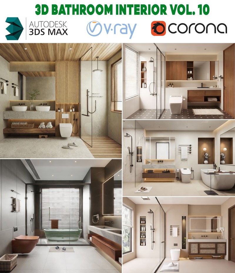 phòng tắm vintage hiện đại 3D Max