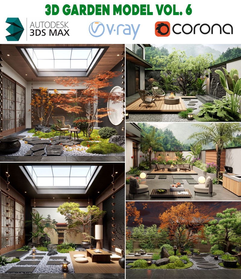sân vườn Nhật Bản hiện đại 3D