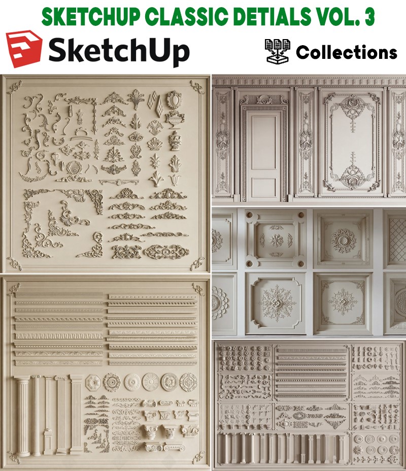 chi tiết kiến trúc cổ điển SketchUp