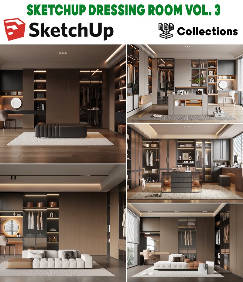 phòng thay đồ hiện đại sang trọng SketchUp