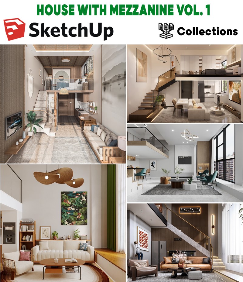 nhà gác lửng mezzanine SketchUp