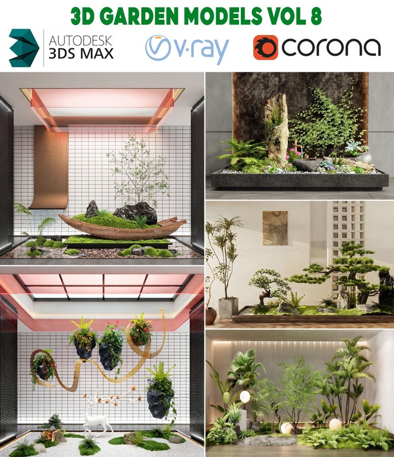 3D Garden Models 3ds Max Vol.8 – Tiểu Cảnh Zen & Bonsai