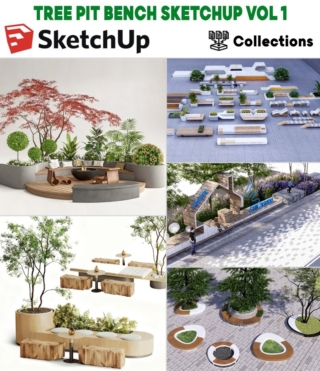 SK0131 – TREE PIT BENCH SKETCHUP MODELS VOL.01