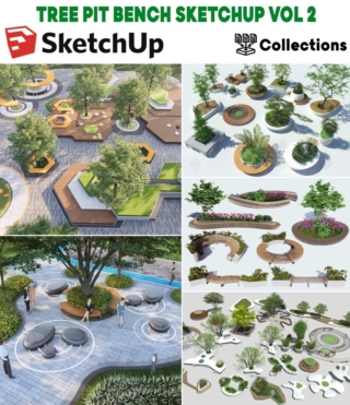 SK0139 – TREE PIT BENCH SKETCHUP VOL.2