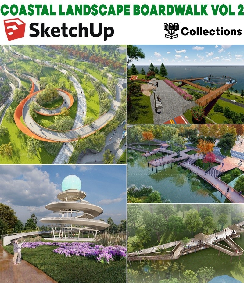 model sketchup cảnh quan ven biển
