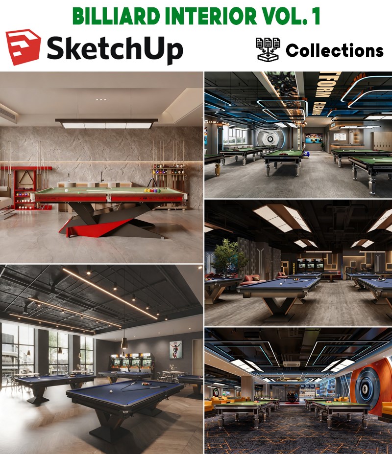 model sketchup nội thất quán bida sketchup billiard interior design model bàn bida sketchup sketchup thiết kế quán bi a,model sketchup nội thất bida,BILLIARD INTERIOR SKETCHUP