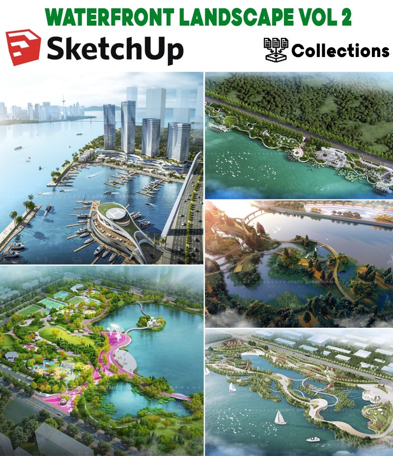 WATERFRONT LANDSCAPE SKETCHUP ,model sketchup cảnh quan ven nước, sketchup waterfront landscape design, model hồ cảnh quan sketchup, sketchup water feature landscape
