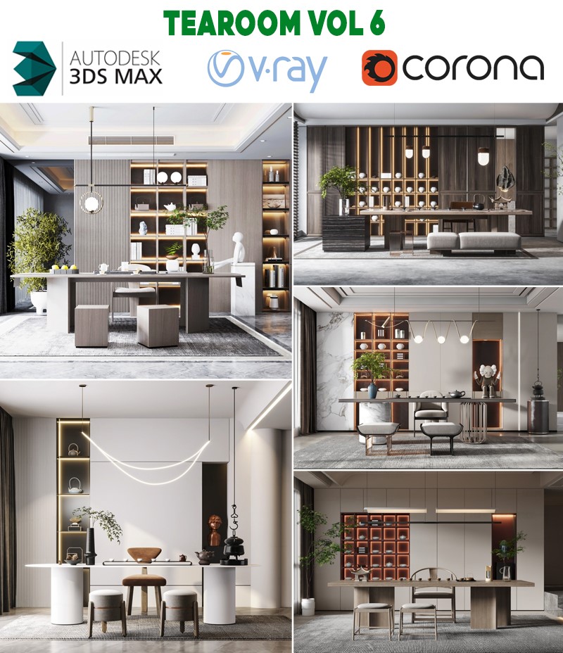 model 3d phòng trà hiện đại tearoom modern interior