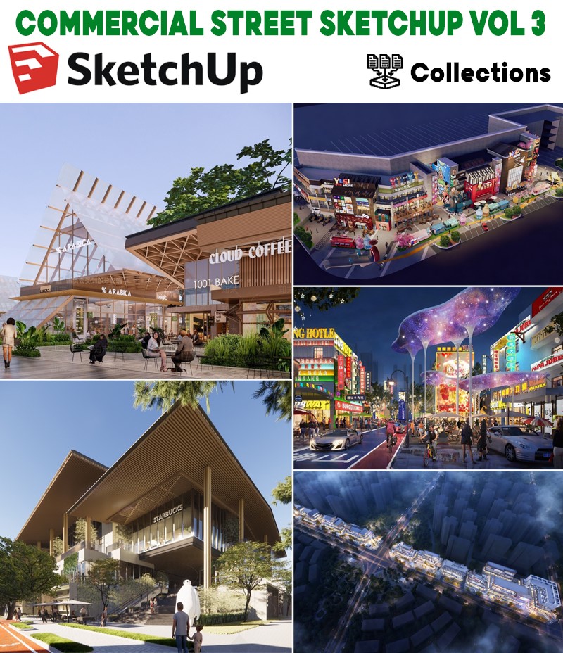 commercial street sketchup exterior, phố thương mại sketchup hiện đại, shophouse exterior sketchup, commercial facade sketchup, retail street sketchup render enscape, model phố mua sắm sketchup, urban commercial street sketchup, mixed use exterior sketchup, exterior shophouse sketchup design, scene commercial street sketchup