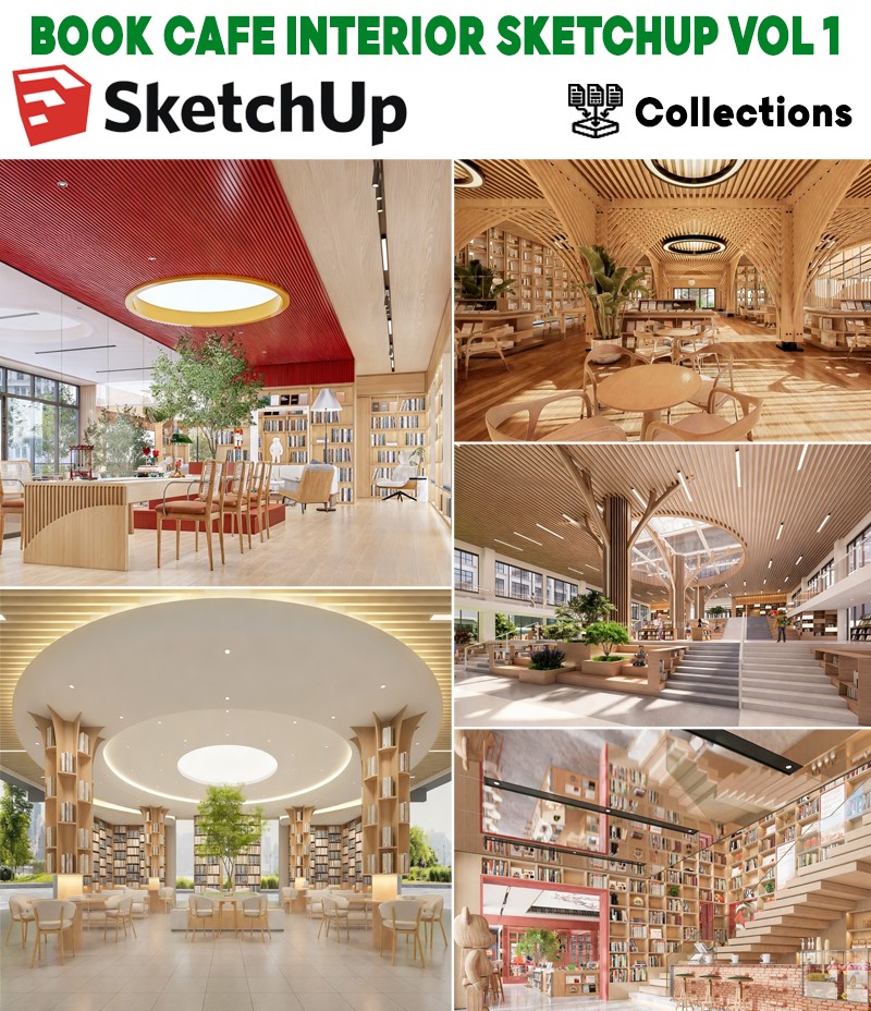 book cafe interior sketchup, nội thất cafe sách sketchup hiện đại, reading cafe sketchup, bookstore cafe sketchup render enscape, model cafe đọc sách sketchup, coffee book interior sketchup, thư viện cafe sketchup hiện đại, modern book cafe sketchup, scene cafe sách sketchup, coffee shop interior sketchup,