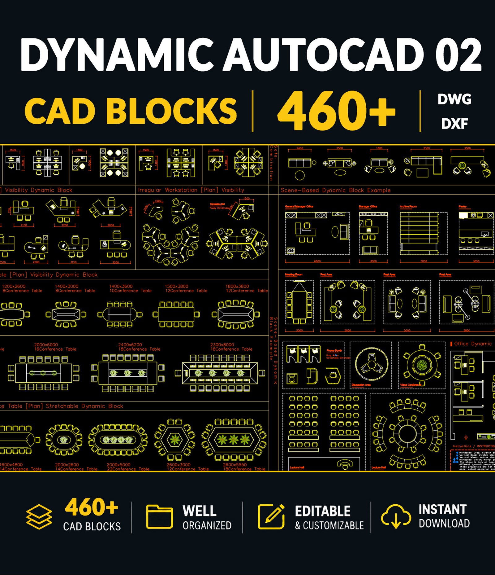 DYNAMIC AUTOCAD BLOCK LIBRARY VOL.2 – OFFICE FURNITURE